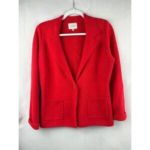 Jaclyn Smith Womens Red Blazer Jacket Size S Cotton Acrylic Blend